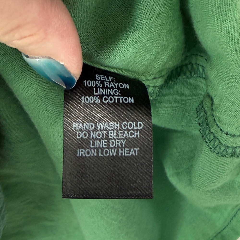 Lulus Al Fresco Evenings Off The Shoulder Mini Dress L Green Rayon Cotton Boho - Picture 7 of 10